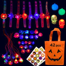 Load image into Gallery viewer, S SWIRLLINE Halloween Party Favors Light Up 42PCS - Bulk Toys Assortment Bucket Stuffers Pinata Filler - Trick or Treat Trinkets For Kids Classroom Tr