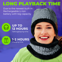 Load image into Gallery viewer, Bluetooth Beanie Wireless Hat with Scarf – Headphone Beanie Hat with Upgraded Bluetooth 5.0 - Wireless Beanie Bluetooth Hat for Women Men Teens - Warm