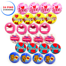Load image into Gallery viewer, 24 Pack Valentine Day Gift Sets Kids Party Favors 99PCS Valentine Day Cards with Erasers Pins Stickers in Gift Bags for Valentine Classroom Exchange S