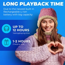 Load image into Gallery viewer, Bluetooth Beanie Wireless Hat with Scarf – Pink Headphone Beanie Hat with Upgraded Bluetooth 5.0 - Wireless Beanie Bluetooth Hat for Women - Warm Knit