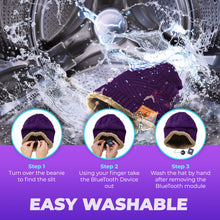 Load image into Gallery viewer, Bluetooth Beanie Wireless Hat with Scarf – Purple Headphone Beanie Hat with Upgraded Bluetooth 5.0 - Wireless Beanie Bluetooth Hat for Women - Warm Kn